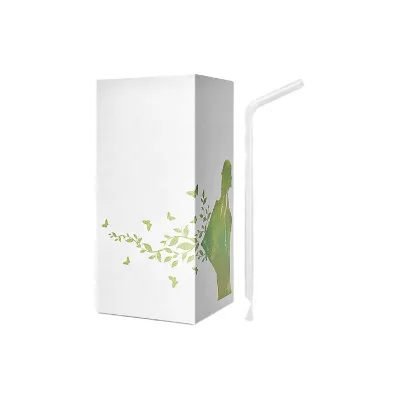 U Type Plant Based PLA Straw Polylactic Acid Bio Degradable Compostable Disposable Eco Friendly Clear Bent Straws