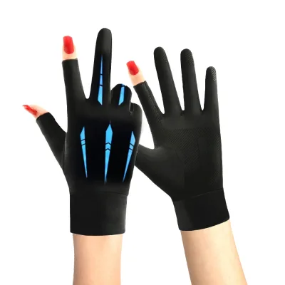 Riding Sun Protection Gloves for Men and Women Outdoor High Elasticity Anti-Slip Ice Silk Gloves Open Finger Fishing Gloves