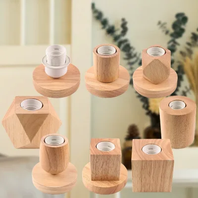 Wholesale Multi-type Solid Wood Lamp Holder High-quality E27 Screw Socket Lamp Base for Table Lamp Lighting Accessories