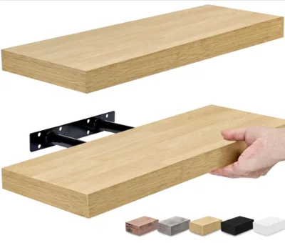 Wholesale/Custom Logo] [Rustic/Modern] Pine Floating Storage Trays Wall Mounted Set [3/6] Stainless Steel Bedroom Living Room