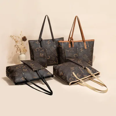 Letter Printed Shoulder Bag 2024 New Female Bag Wholesale Large Capacity Tote Bag 2pcs Set Handbags