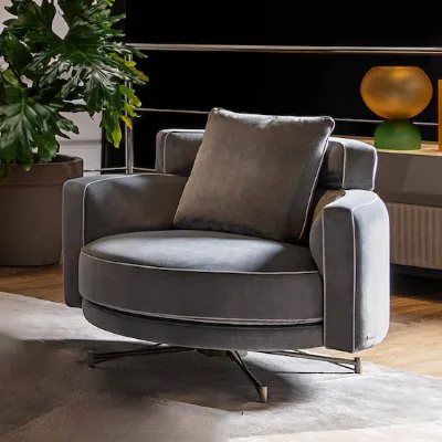 Genuine Leather Fabric Stainless Steel Sofa Modern Comfortable Living Room Chair Armchair Modern Luxury