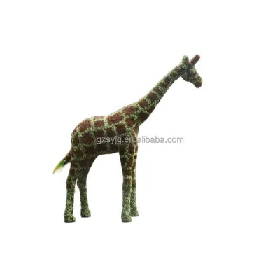 Modern Artificial Giraffes Deer Topiary Realistic Texture Simulation Green Animal Sculpture for Wedding Decoration