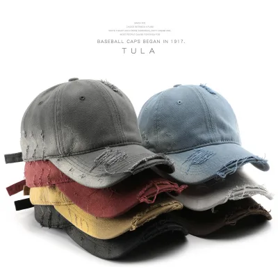 Korean-style Personalized Unisex PVC Stonewashed Distressed Baseball Cap Visor Spring/Autumn Fashionable Outdoor Sun-Protection