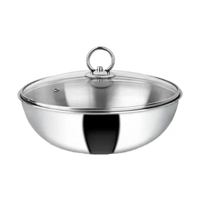 Stainless Steel Wok with Glass Lid