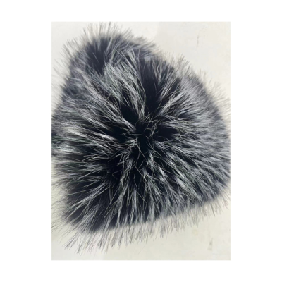 Black Fur with White Tip Dyed Color Fake Fur Fabric for Hat Pom Pom , High Pile Artificial Raccoon Fur for Hood