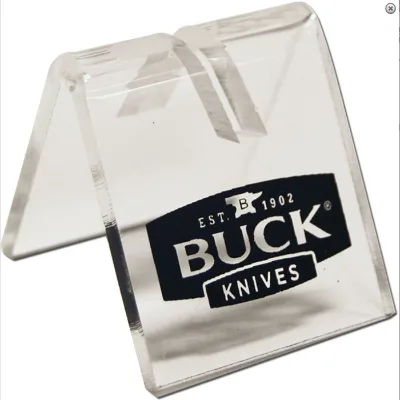 OEM Acrylic Folding Hunter Pocket Knife Display Holder Buck Single Knife Display Stand Lucite Knife Stand