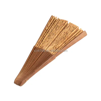 Wholesale Cork Fabric Crafts Antique Custom Printing Floral Cork Handmade Fans