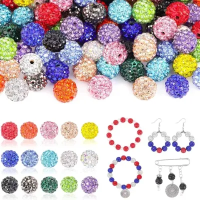 JOYFFO 10mm Rhinestone Beads 0 Pcs Bulk Sparkle Crystal Clay 10 Mixed Colors for Jewelry Making for Christmas Bracelets DIY