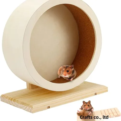Small Animal Eco-Friendly Silent Mouse Running Spinner Wheel Toy Wooden Hamster Exercise Wheel
