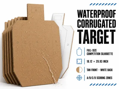 Waterproof USPSA/IPSC/IDPA Cardboard Shooting Targets for Competition, Tactical Silhouette Targets for Range Practice & Training