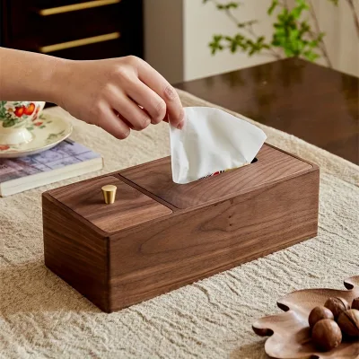 Black Walnut Wood Toothpick and Dental Floss Holder Oil Polished Finish Compact Rectangular Design Multifunctional Storage Box