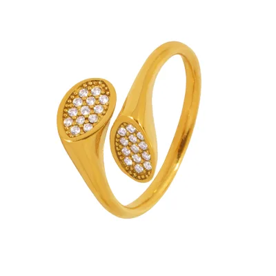 Fashion Classic Irregular High Textured Zircon Ring Stainless Steel Ring
