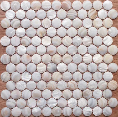 Nature White 3D Round Mother Pearl Mosaic Circle Shape Sea Shell Mosaic