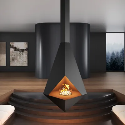 Ceiling Mounted Bioethanol Hanging Fireplace Foyer Suspendu Thanol Suspended Vuurkorf Luxe Art Decorative Fireplace Modern