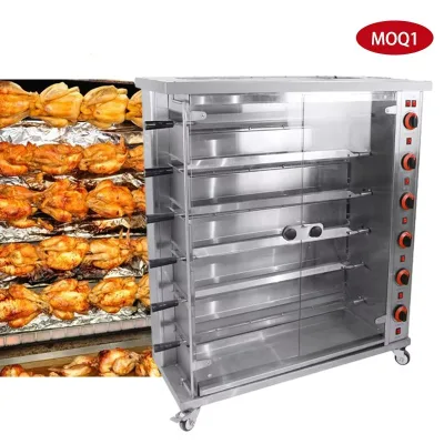 High Capacity Popular Design 3/6/9 Rods Gas Electric Commercial Chicken Rotisserie with CE Certification