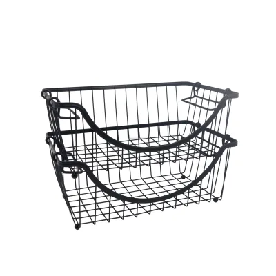 Pantry Freezer Storage Organizer Steel Metal Wire Stacking Baskets Wire Baskets Metal Storage Bin Stacking Basket Bin