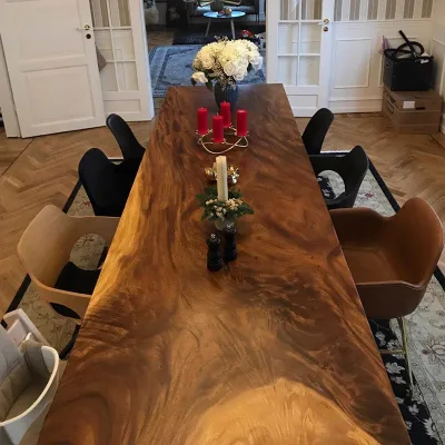 Ecuador Walnut Slab Dining Table Feedback From Danmark Client