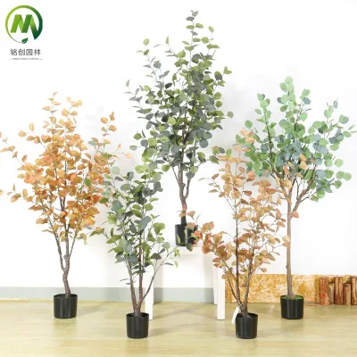 Indoor-Outdoor Decoration Artificial Eucalyptus Tree Plastic Simulation Green Bonsai Tree for Garden Landscaping