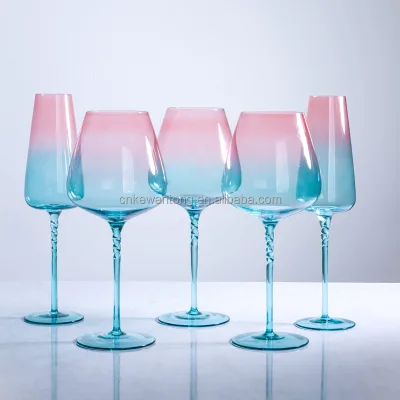 Elegant Gradiend Blue  Pink Colored Wine Glass Tumbler Colored Champagne Glass