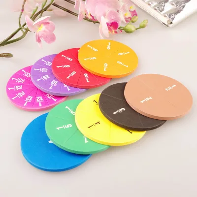 Kids Early Math Toy Educational Learning Tool Kit 51-Piece Rainbow Magnetic Washable Durable Foam Fraction Circles Bar Set