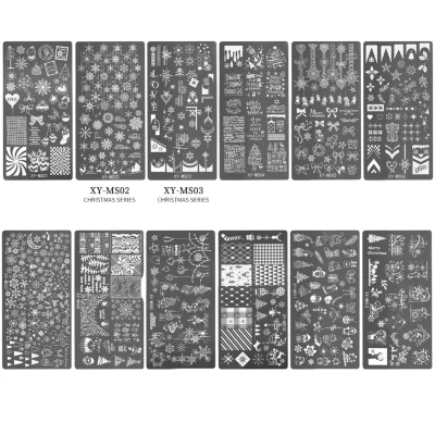6 Styles Soft Stainless Steel 3D Manicure Beauty Nail Art Accessories Tools Snowflake Christmas Nail Stamping Plate Designer