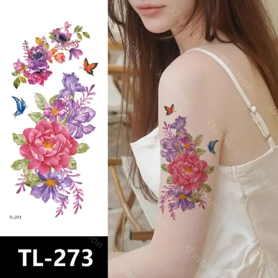 Stock Waterproof Temporary Tattoo Sticker Colorful Flower Design for Body Arm Tattoo Sticker