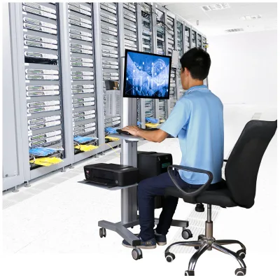 Rolling Computer Cart on Wheels with Monitor Mount and Keyboard Tray