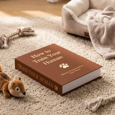 Novelty Pet Quote Fake Decor Brown Book Box 2PCS Gold Foil Printing Storage Case for Home Ornament