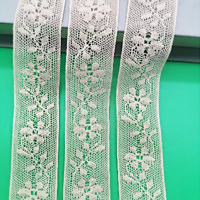 Beige 100% Cotton Woven Eco-Friendly High Quality Wide Lace Trim for Women's Wedding Clothing