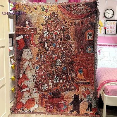 Wholesale Large Knitted Cartoon Throw Blanket Decorative Sofa Cover Tapestry Rug Couch Cover Home Decor