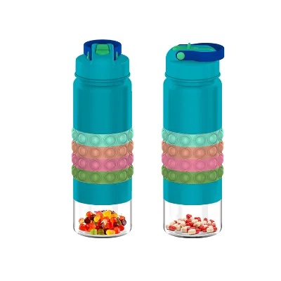 14OZ Stainless Steel Double Wall Thermos Silicone Sleeve Leakproof Lid Handgrip Kinder School Storage Compartment Travel