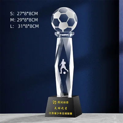 Customized Football Trophy Cup Unique Football Trophy Design Crystal Soccer Ball Trophy