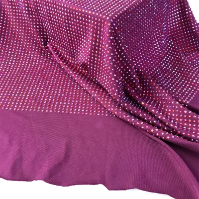 FB002 Luxury Sew-on Crystal Rhinestone Trim Fabric Stretch Fabric with Flatback Motif Rhinestones for Shoes Garments Bags