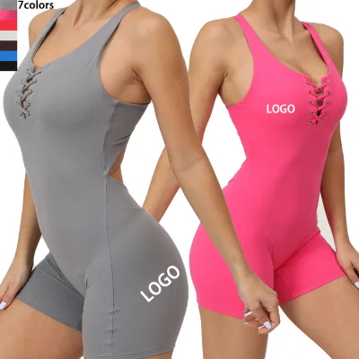 Custom Logo Fitness Gym Bodysuits Jumpsuit Women Rompers Ladies Workout Jumpsuit for Lady