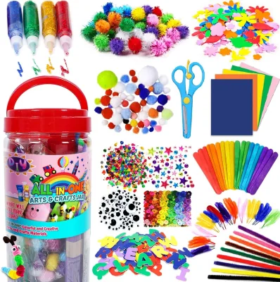 All in One DIY Crafts Kits Custom Kids Craft Art Supply Kit for Children DIY Crafting School Material Set DIY Bottle Packing