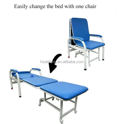 Portable Multi-functional Hospital Reclining Chair Foldable Patient Accompanier Reclining Chair for Elderly
