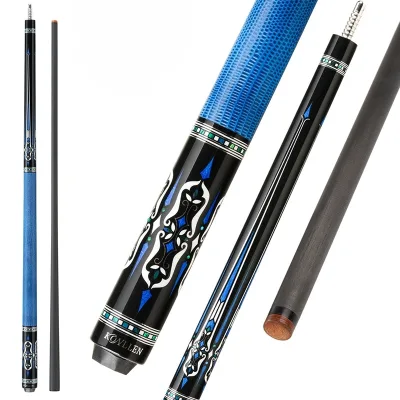 High Quality Carbon Fiber Center Joint 2-piece Pool Cue 12.5mm Tip Professional Taper Cowhide Grip Leather Billiard Cue