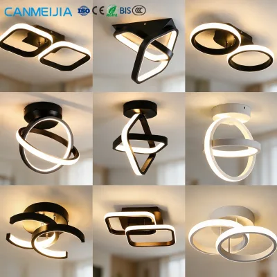 Modern Nordic Geometric Ring LED Pendant Light Hanging Chandelier Indoor Home Decor Lamp for Living Room Kitchen Room Lighting