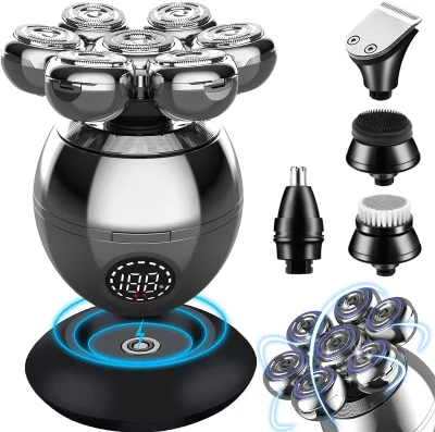 Wet Dry Electric Razor 6 in 1 Male Free Spare Parts Head Shaver Waterproof Bald Electric Men's Shavers for Household