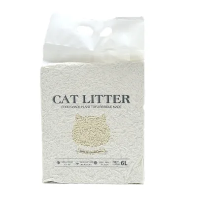 White Tofu Cat Litter TikTok Model 6L Supports OEM Customization Low Dust Water-absorbent Clumping English Packaging