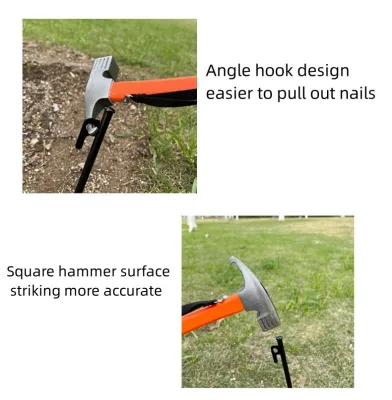 Jukaiwtec TA03 Industrial Grade 45# High Carbon Steel Square Hammer with TPR Fibre Rod Handle Outdoor Camping Tent Use