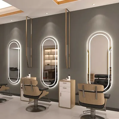 Modern Glass Eco-Friendly Barber Salon Celebrity Mirror Wall-mounted Single-sided Dressing Table for Bedroom and Living Room Use