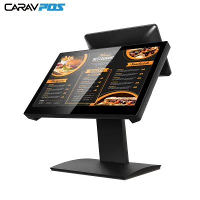 Custom OEM POS Solutions 15.6" Double Screen Cash Register with Removable Hard Drive Bay for Supermarket Android14 POS System