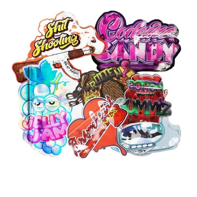Customize Aluminum Foil Bag for Candy Snack 3.5g 28g Plastic Die Cut Mylar Bag with Logo Print Plastic Poly Shape Bag