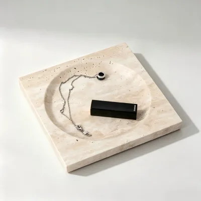 Simple Wabi-Sabi Style Bathroom Desktop Storage Tray Luxury Minimalist Storage Tray for Candles and Decoration
