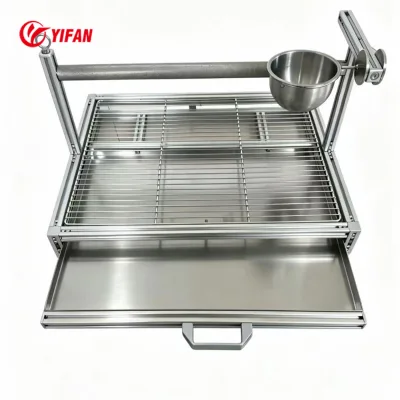 Parrot Play Stand, Weatherproof Aluminum Profile Structure Built With Sanitation System Food Box and Water Bottle Assembly