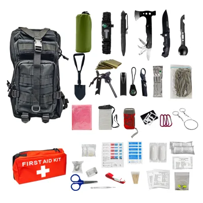 Multifunctional Waterproof Tactical Backpack USB Port Denim Canvas Lining for Outdoor Travel Emergency Medical Supplies Training