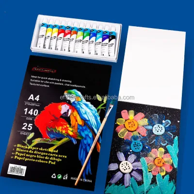 Black Paper Drawing Book A4 A3 Size 140Gsm 25 Sheets Cotton Pulp Paper Sketch Card Pad for Drawing and Painting