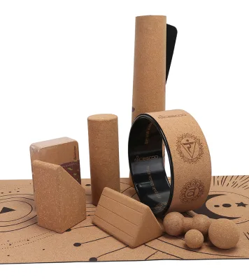 Extra Thick 5mm Engraving Cork Rubber Yoga Mat Natural Base Non Slip for Joint Support ,Perfect for Seniors and Injury Recovery